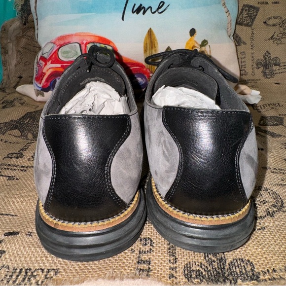 Cole Haan Men'S Oxford Grand Grey Suede Black Leather Shoes Size 12 - Picture 6 of 12